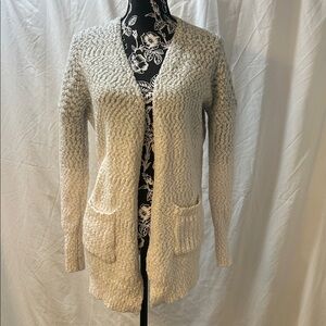 Anthropologie For Thee Boho Ombré Cardigan Sweater Green Cream Metallic Women S